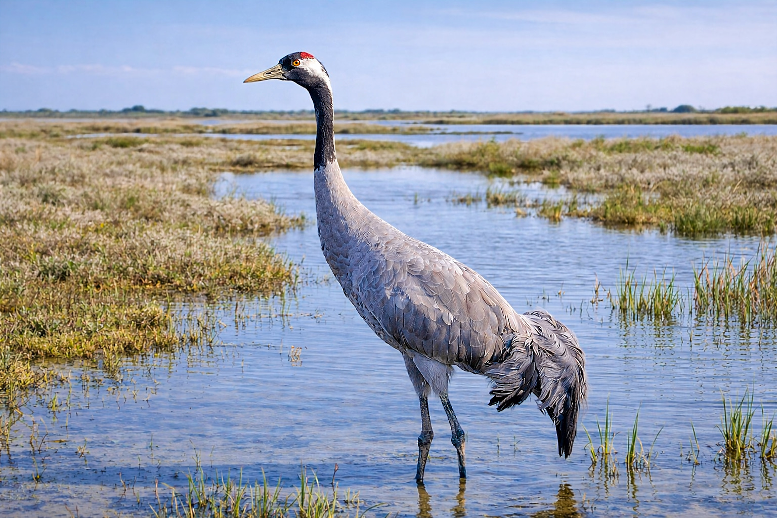 Comptage des grues cendrées en Camargue